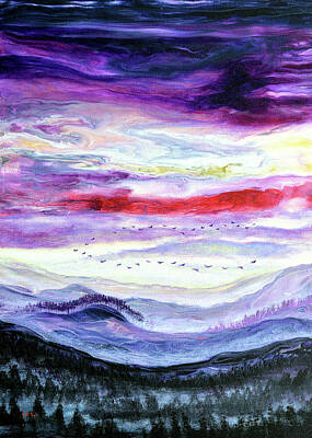 Purely Purple - Sunset Layers of Clouds and Mist by Laura Iverson