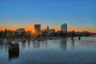 Skylines Rights Managed Images - Sunset on Augusta Georgia 6 Royalty-Free Image by Steve Rich