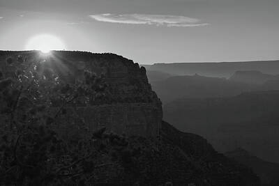 Thomas Moran Royalty Free Images - Sunset Over Grand Canyon - Arizona Black and White Royalty-Free Image by Gregory Ballos