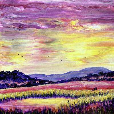 Laura Iverson Royalty-Free and Rights-Managed Images - Sunset Over the Wetlands by Laura Iverson