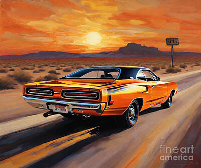 Curated Travel Chargers - Super Bee 383 Muscle Car 1969 Dodge Super Bee 383 by Destiney Sullivan