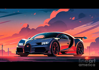 Sports Drawings - Super car Bugatti Veyron Super Sport 2 by Destiney Sullivan