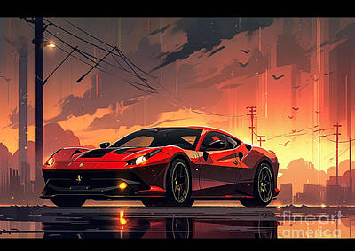 Animal Portraits - Super car Ferrari F12tdf 3 by Destiney Sullivan