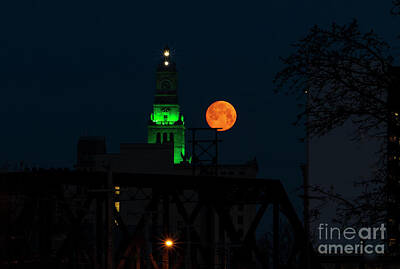 City Scenes Royalty-Free and Rights-Managed Images - Super Moon in the City by Sandra J