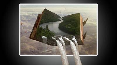 Surrealism Mixed Media - Surreal Out of Frane Waterfall by Teresa Trotter