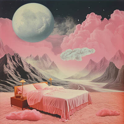 Surrealism Digital Art Rights Managed Images - Surreal Pink Dream Landscape Royalty-Free Image by Matthias Hauser