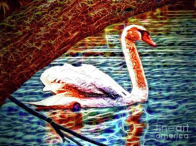Birds Digital Art - Swan by Daniel Janda