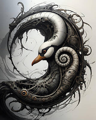 Birds Digital Art - Swan Song  by Tricky Woo