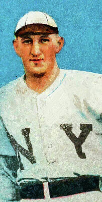 Baseball Royalty-Free and Rights-Managed Images - Sweet Caporal Buck Herzog New York Baseball Game Cards Oil Painting  by Celestial Images