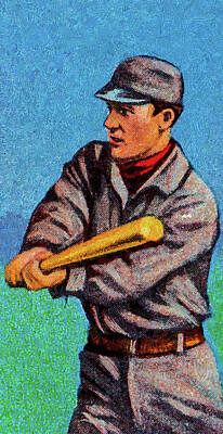 Athletes Paintings - Sweet Caporal George Brown Baseball Game Cards Oil Painting  by Celestial Images
