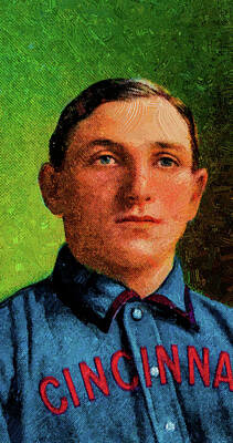 Baseball Royalty Free Images - Sweet Caporal Hans Lobert Baseball Game Cards Oil Painting Royalty-Free Image by Celestial Images