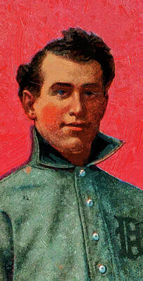 Baseball Royalty Free Images - Sweet Caporal Matty McIntyre Baseball Game Cards Oil Painting  Royalty-Free Image by Celestial Images