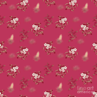 Floral Mixed Media - Sweet Crabapple Botanical Seamless Pattern in Viva Magenta n.1040 by Holy Rock Design