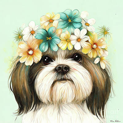 Recently Sold - Animals Paintings - Sweet Shih Tzu by Tina LeCour