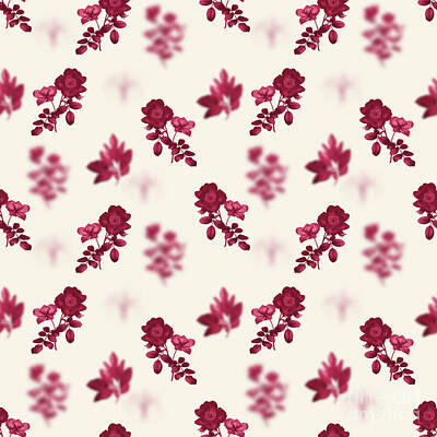 Science Collection Rights Managed Images -  Sweetbriar Rose Botanical Seamless Pattern in Viva Magenta n.0433 Royalty-Free Image by Holy Rock Design