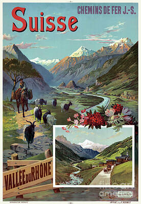Transportation Drawings - Switzerland Vintage Travel Poster Restored 1910 by Vintage Treasure