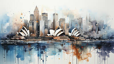 Paris Skyline Digital Art - Sydney Australia Line Art by Evie Carrier