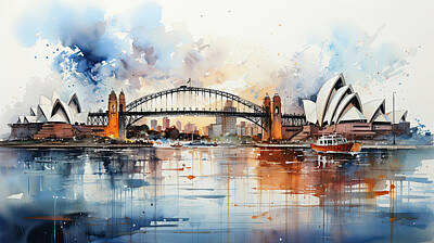 Paris Skyline Digital Art - Sydney Australia Scape by Evie Carrier