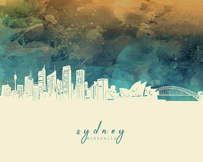 Skylines Royalty-Free and Rights-Managed Images - Sydney Skyline Panorama 2 by Bekim M