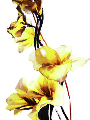 Still Life Mixed Media - Tall Yellow Flowers Watercolor by Sharon Williams Eng