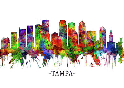 Abstract Skyline Mixed Media - Tampa Florida Skyline by NextWay Art