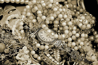 Everett Collection Rights Managed Images - Tangle of Costume Jewellery - Sepia Royalty-Free Image by Katherine Nutt