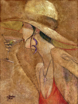Recently Sold - Martini Mixed Media - Tattoo Modern Girl by Charles Pace