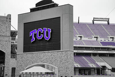 Football Royalty Free Images - TCU Football Stadium Gate - Selective Color Royalty-Free Image by Gregory Ballos