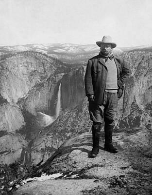 Politicians Photo Royalty Free Images - Teddy Roosevelt Posing On Glacier Point - Yosemite Valley 1903 Royalty-Free Image by War Is Hell Store