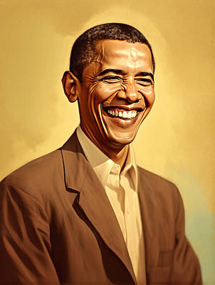Surrealism Paintings - Teen  Barack  Obama  happy  and  smiling  Surreal  Cin  fbdc  aa    c  fdca, by Asar Studios by Romed Roni