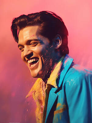 Las Vegas - Teen  Elvis  Presley  happy  and  smiling  Surreal  Ci  bddca      b  fcf, by Asar Studios by Romed Roni