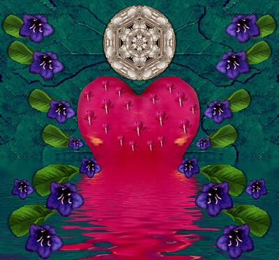 Landscapes Mixed Media Royalty Free Images - Temple Island of love in moon lights peace Royalty-Free Image by Pepita Selles