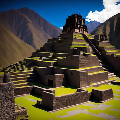 Religious Paintings - Temple of Incas, Generative AI Illustration by Miroslav Nemecek