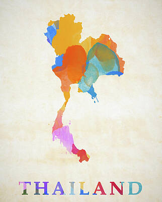Minimalist Movie Posters 2 - Thailand Color Splash Map by Dan Sproul