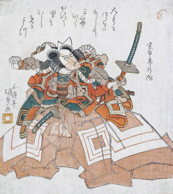 Actors Paintings - THE ACTOR ICHIKAWA DANJURO IN THE ROLE OF USUI NO SADAMITSU Utagawa Kunisada by Artistic Rifki