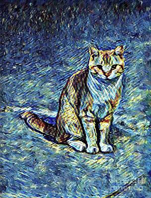 Mammals Digital Art - The Alley Cat by Maria Faria Rodrigues