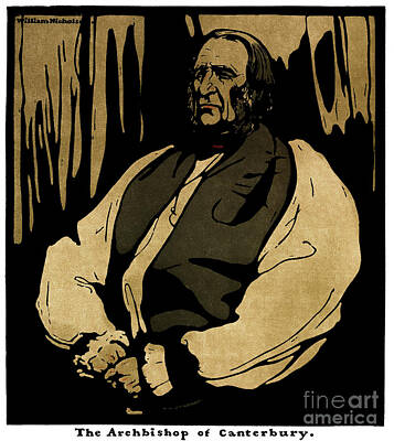 City Scenes Drawings - The Archbishop of Canterbury by William Nicholson by Sad Hill - Bizarre Los Angeles Archive