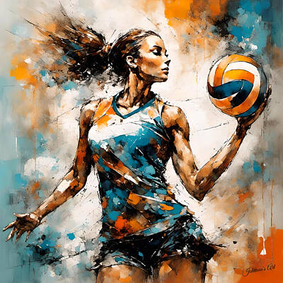 Athletes Digital Art - The Art of Sport - Volleyball 2 by Johanna