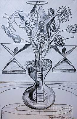 Abstract Flowers Drawings - The Balance Of Flowers by Timothy Foley