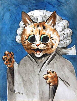 Mammals Drawings - The Barrister By Louis Wain by Louis Wain