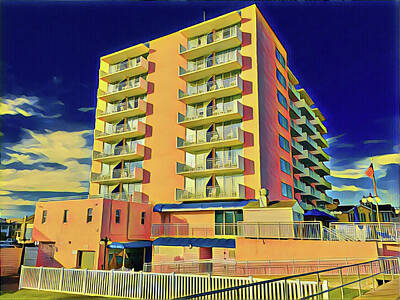 Surrealism Digital Art - The Big Pink Hotel by Surreal Jersey Shore