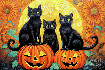 Sunflowers Royalty-Free and Rights-Managed Images - The Black Cat Trio by Tina LeCour
