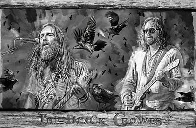 Celebrities Mixed Media - The Black Crowes by Mal Bray