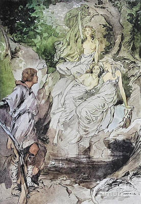 Fantasy Drawings - The Boy who Served the Fairies x2 by Historic illustrations