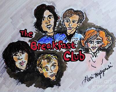 Actors Mixed Media - The Breakfast Club Emilio Estevez Paul Gleason Anthony Michael Hall Judd Nelson Molly Ringwald All by Geraldine Myszenski