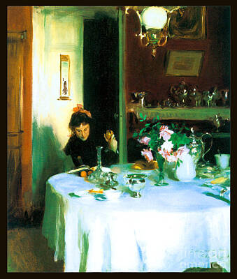 Whimsical Flowers - The Breakfast Table 1884  by John Singer Sargent
