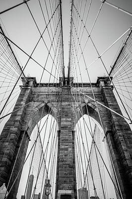 Music Baby - The Brooklyn Bridge in BW by Brandi Fitzgerald