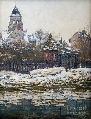 Southwest Landscape Paintings - The Church at Vetheuil - Monet by Claude Monet