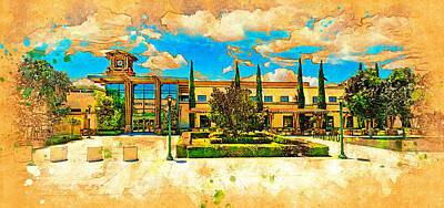 Chinese New Year - The city hall of Murrieta, California - digital painting by Nicko Prints