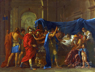 City Scenes Paintings - The Death of Germanicus - Nicolas Poussin by Sad Hill - Bizarre Los Angeles Archive